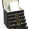 CARLA HOME  6-Layer Large Jewelry Organizer Box for Women with Mirror, Drawers, Hooks & Dividers for Rings, Necklaces, Bracelets, Ideal Gift for Women (Black)