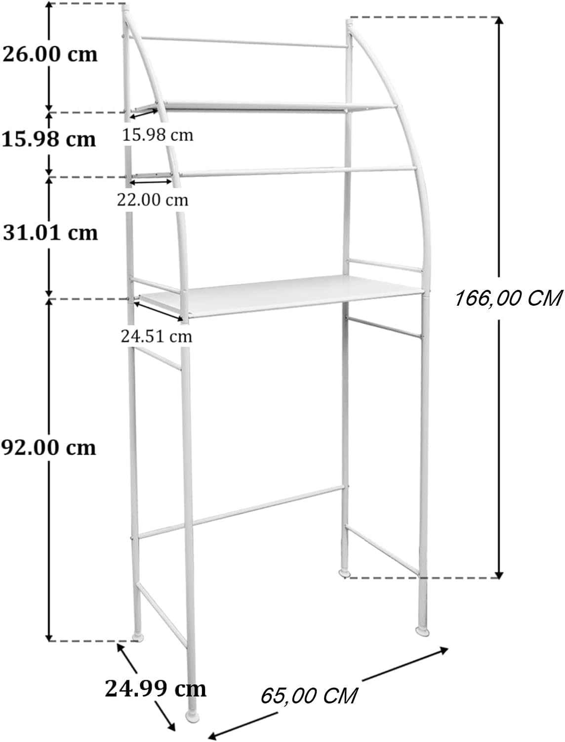CARLA HOME 3-Tier Over Washing Machine Storage Rack for Laundry Room Space Saving, Towels, Detergent & Bathroom Essentials