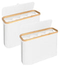 CARLA HOME 2 Pack Toilet Paper Storage Basket Holds Up to 12 Rolls with Bamboo Lid and Handle for RV Closet (White)