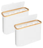 CARLA HOME 2 Pack Toilet Paper Storage Basket Holds Up to 12 Rolls with Bamboo Lid and Handle for RV Closet (White)