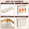 CARLA HOME 2 Pack Toilet Paper Storage Basket Holds Up to 12 Rolls with Bamboo Lid and Handle for RV Closet (White)