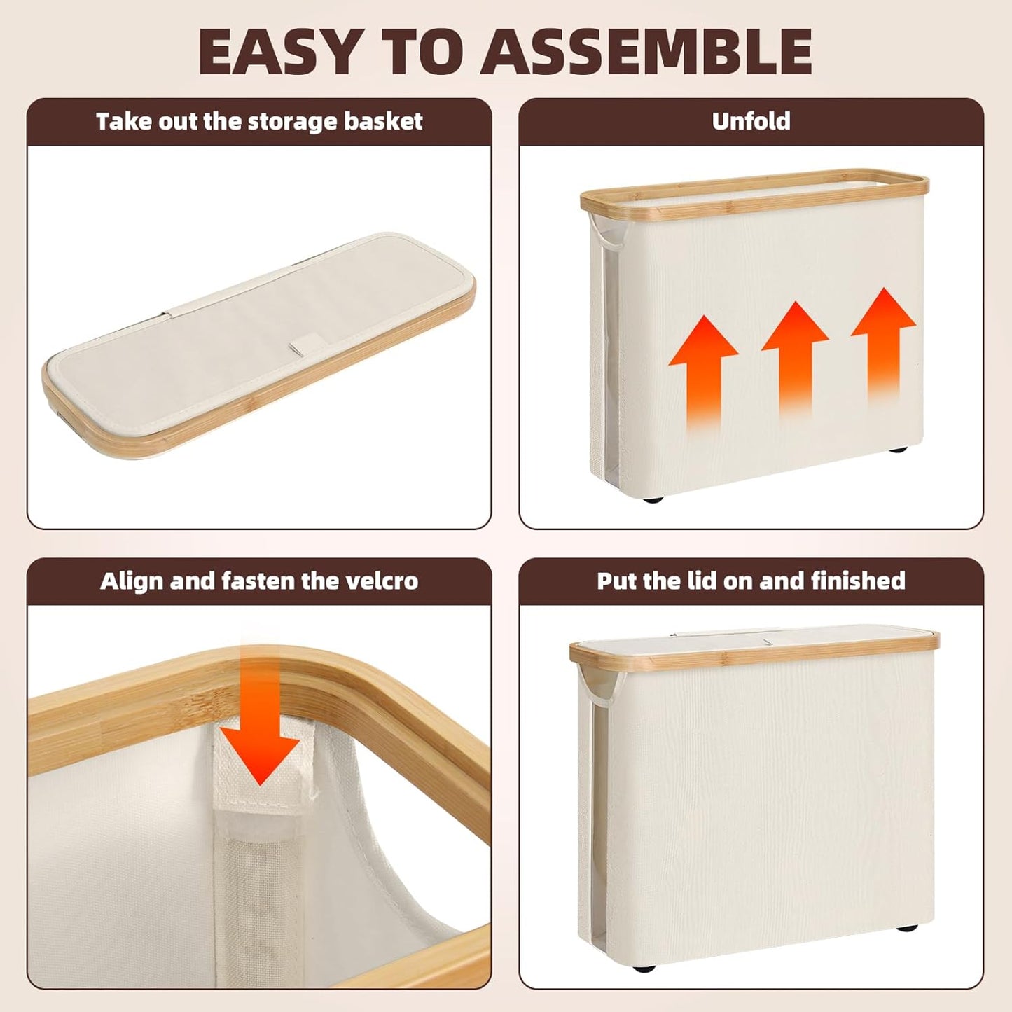 CARLA HOME 2 Pack Toilet Paper Storage Basket Holds Up to 12 Rolls with Bamboo Lid and Handle for RV Closet (White)