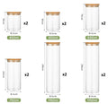CARLA HOME 12 Pack Glass Storage Jars with Bamboo Lids for Kitchen Pantry, Pasta, Snacks, Cookies, Candy & More