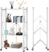 CARLA HOME 4-Tier Foldable Storage Shelf with Wheels for Kitchen, Garage, Pantry or Basement (White)