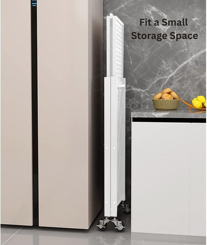 CARLA HOME 4-Tier Foldable Storage Shelf with Wheels for Kitchen, Garage, Pantry or Basement (White)