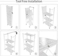 CARLA HOME 4-Tier Foldable Storage Shelf with Wheels for Kitchen, Garage, Pantry or Basement (White)
