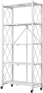 CARLA HOME 5-Tier Foldable Storage Shelf with Wheels for Kitchen, Garage, Pantry or Basement (White)