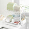 CARLA HOME Dish Drying Rack 2-Tier Kitchen Drainer with Drainboard (White)