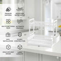 CARLA HOME Dish Drying Rack 2-Tier Kitchen Drainer with Drainboard (White)