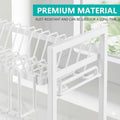 CARLA HOME Dish Drying Rack 2-Tier Kitchen Drainer with Drainboard (White)