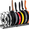 CARLA HOME Expandable Pot and Pan Organizer Rack for Cabinet with 10 Adjustable Dividers, Lid & Cookware Holder for Kitchen Pantry or Countertop Storage