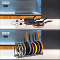 CARLA HOME Expandable Pot and Pan Organizer Rack for Cabinet with 10 Adjustable Dividers, Lid & Cookware Holder for Kitchen Pantry or Countertop Storage