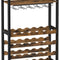 CARLA HOME Large Wine Rack with Glass Holder, Metal Designed Bottle Holder and Wood Countertop up to Wine & Champagne Bottles