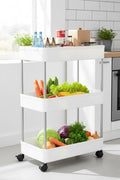 CARLA HOME Slim Storage Cart Organizer Trolley with Wheels for Kitchen, Bathroom, Laundry & Narrow Spaces (3 tier)