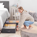 CARLA HOME 4 Pack Underbed Storage Bins with 90L Large Capacity Storage Containers for Comforters, Linen, Pillows, Toys, Towels, Blankets