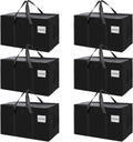 CARLA HOME 6-Pack Large Moving Storage Bags with Zippers & Handles with 95 Liters Capacity for Space Saving, Travel, Camping & Organization (Black)