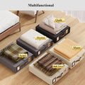 CARLA HOME Bed Sheet Organizer Set of 4 with Handle & Window for Covers, Pillowcases, Blankets, Clothes & Sheets (Grey)