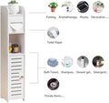 CARLA HOME Slim Bathroom Cabinet with Toilet Paper Holder for Toilet or Laundry Room
