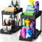 CARLA HOME 2 Pack Under Sink Organizer with Pull-Out Basket and Hooks for Bathroom & Kitchen