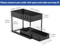 CARLA HOME 2 Pack Under Sink Organizer with Pull-Out Basket and Hooks for Bathroom & Kitchen