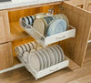 CARLA HOME 2 Pack Pull Out Dish Rack for Kitchen Cabinet with Slide Out Drawer Organizer for Plates, Bowls & Utensils