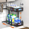 CARLA HOME 2 Tier Under Sink Organizer Pull Out Sliding Cabinet Storage Shelf with Height Adjustable for Kitchen, Bathroom or Laundry Room (Black)