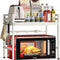 CARLA HOME 2-Tier Microwave Oven Rack with Adjustable Metal Kitchen Shelf Stand for Countertop Storage and 6 Hooks for Utensils (White)