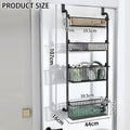 CARLA HOME 4-Tier Over the Door Organizer Heavy-Duty Metal Pantry Rack with Hanging Baskets for Home Kitchen Storage & Bathroom Door Organization