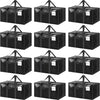 CARLA HOME 12-Pack Large Moving Storage Bags with Zippers & Handles with 95 Liters Capacity for Space Saving, Travel, Camping & Organization (Black)