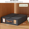 CARLA HOME Bed Sheet Organizer Set of 8 with Handle & Window for Covers, Pillowcases, Blankets, Clothes & Sheets (Black)