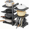 CARLA HOME Black 7 Tier Pan Organiser Rack - Heavy Duty - Adjustable - Pan Rack Kitchen