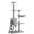 CARLA HOME 134cm Cat Tree for Indoor Cats with Hammock, Plush Perch & Sisal Scratching Posts for Kittens & Adult Cats (Light Grey)