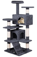 CARLA HOME 134cm Cat Tree Tower for Indoor Cats with Plush Perches, Dual Condos, Natural Sisal Scratching Posts & Ramp for Kittens & Adult Cats (Dark Grey)