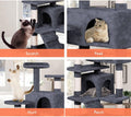CARLA HOME 134cm Cat Tree Tower for Indoor Cats with Plush Perches, Dual Condos, Natural Sisal Scratching Posts & Ramp for Kittens & Adult Cats (Dark Grey)