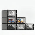 CARLA HOME 6-Pack Clear Stackable Shoe Storage Boxes - Black - Shoe Box Storage