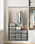 CARLA HOME 6-Pack Clear Stackable Shoe Storage Boxes - Black - Shoe Box Storage
