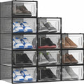 CARLA HOME 12-Pack Clear Shoe Storage Boxes - Stackable - Black - Shoe Box Storage