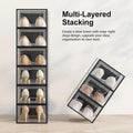 CARLA HOME 12-Pack Clear Shoe Storage Boxes - Stackable - Black - Shoe Box Storage