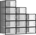 CARLA HOME 12-Pack Clear Shoe Storage Boxes - Stackable - Black - Shoe Box Storage