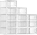 CARLA HOME 12-Pack Clear Shoe Storage Boxes - Stackable - White - Shoe Box Storage
