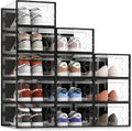 CARLA HOME 12-Pack Clear Stackable Shoe Storage Boxes - Black - Shoe Box Storage