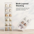 CARLA HOME 12-Pack Clear Stackable Shoe Storage Boxes - White - Shoe Box Storage