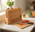 CARLA HOME Bamboo Cutting Board Set with Stand, 4 Pieces for Kitchen
