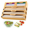 CARLA HOME Bamboo Wrap Organiser, 5 in 1 Dispenser with Cutter for Kitchen