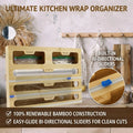 CARLA HOME Bamboo Wrap Organiser, 5 in 1 Dispenser with Cutter for Kitchen