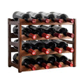 CARLA HOME 4 Tier Wooden Wine Rack, 16 Bottle Storage, Brown