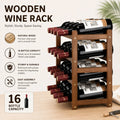 CARLA HOME 4 Tier Wooden Wine Rack, 16 Bottle Storage, Brown