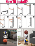CARLA HOME 4 Tier Ball Storage Rack - Vertical Metal Stand - Black - Basketball Hoop