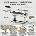CARLA HOME Pasta Maker Machine - Hand Crank Noodle Maker - Grey - Kitchen Appliances Pasta Makers