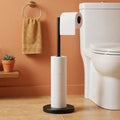CARLA HOME Toilet Paper Holder Stand with Storage - Black - METAL - Bathroom Accessories Toilet Paper Holders